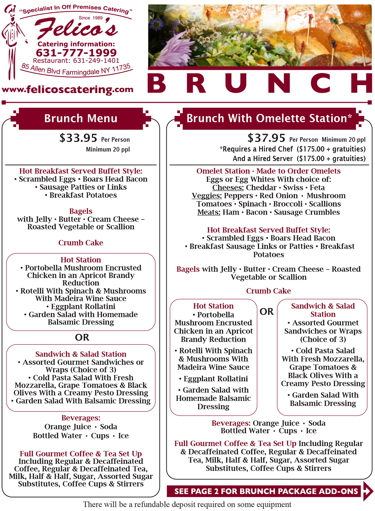 Brunch menu page 1