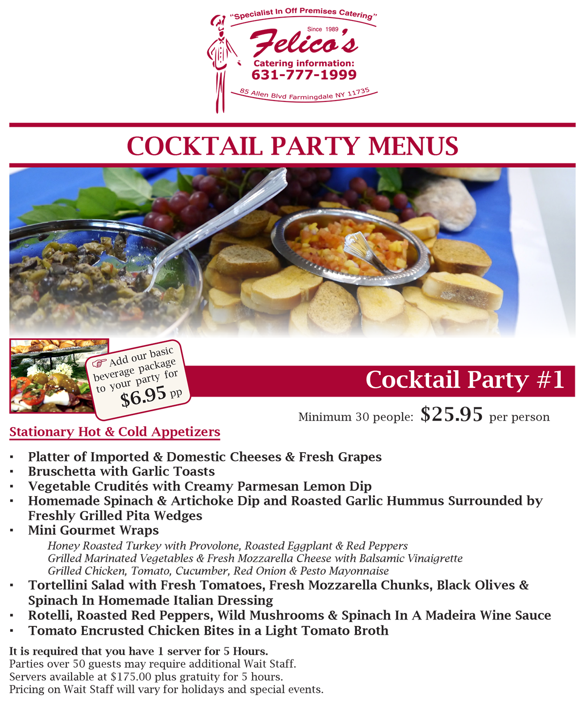 Cocktail party menu page 1