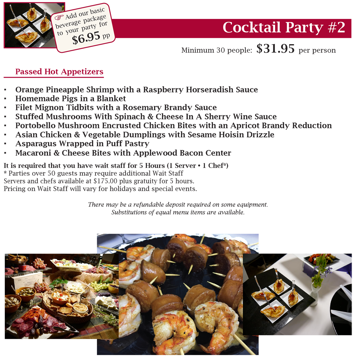 Cocktail party menu page 2