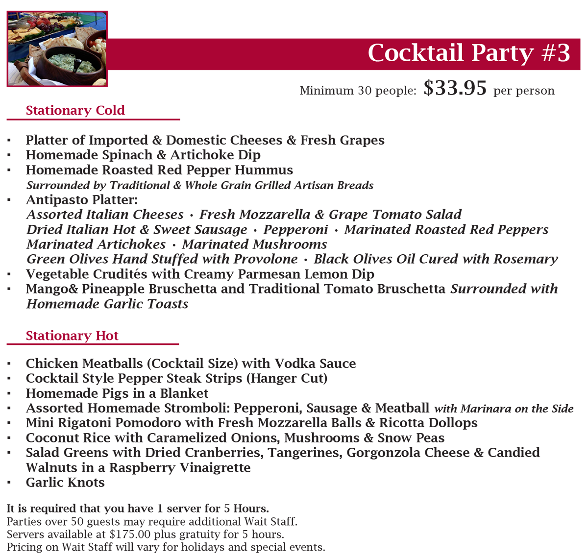 Cocktail party menu page 3