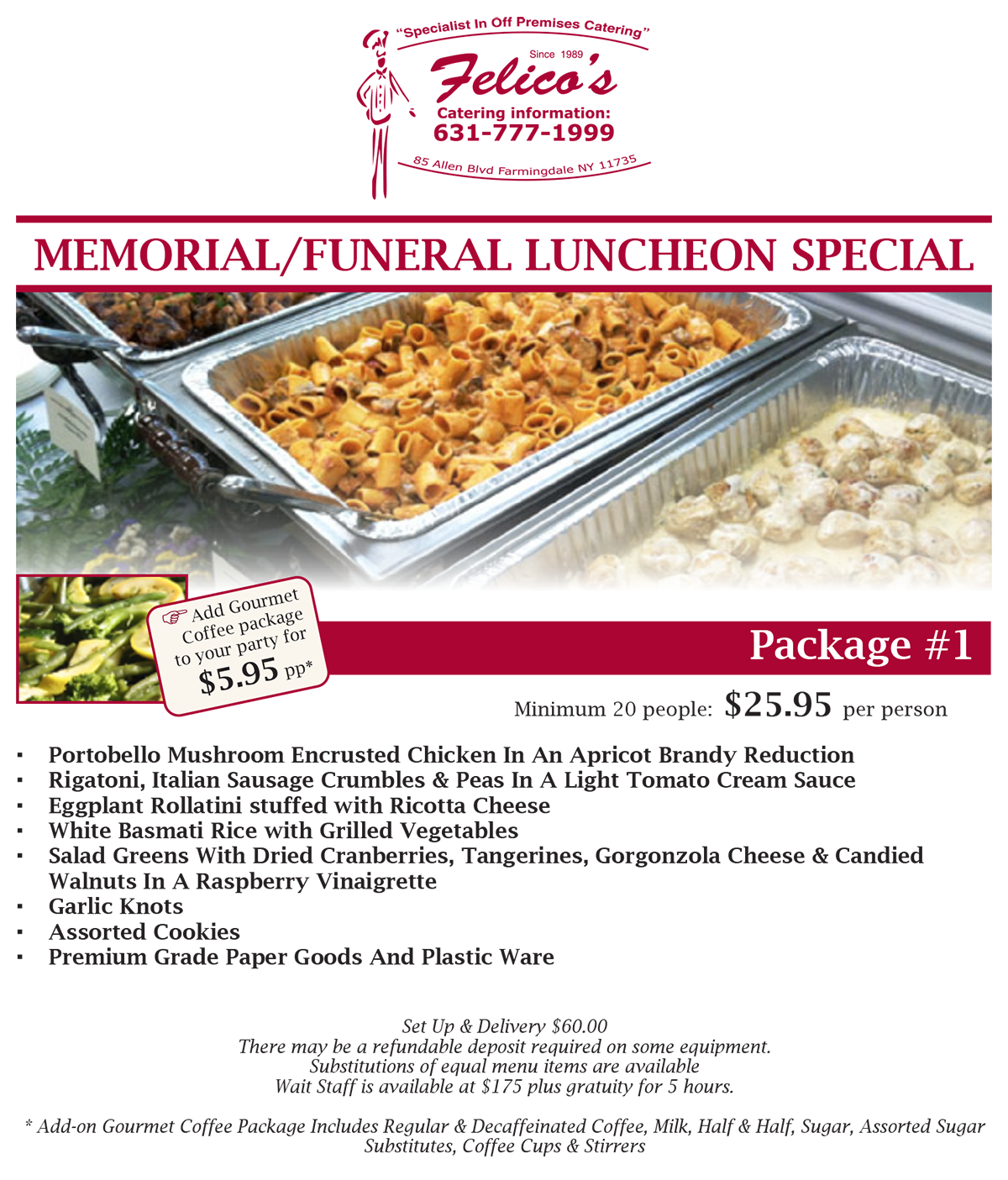 Memorial and funeral catering menu page 1