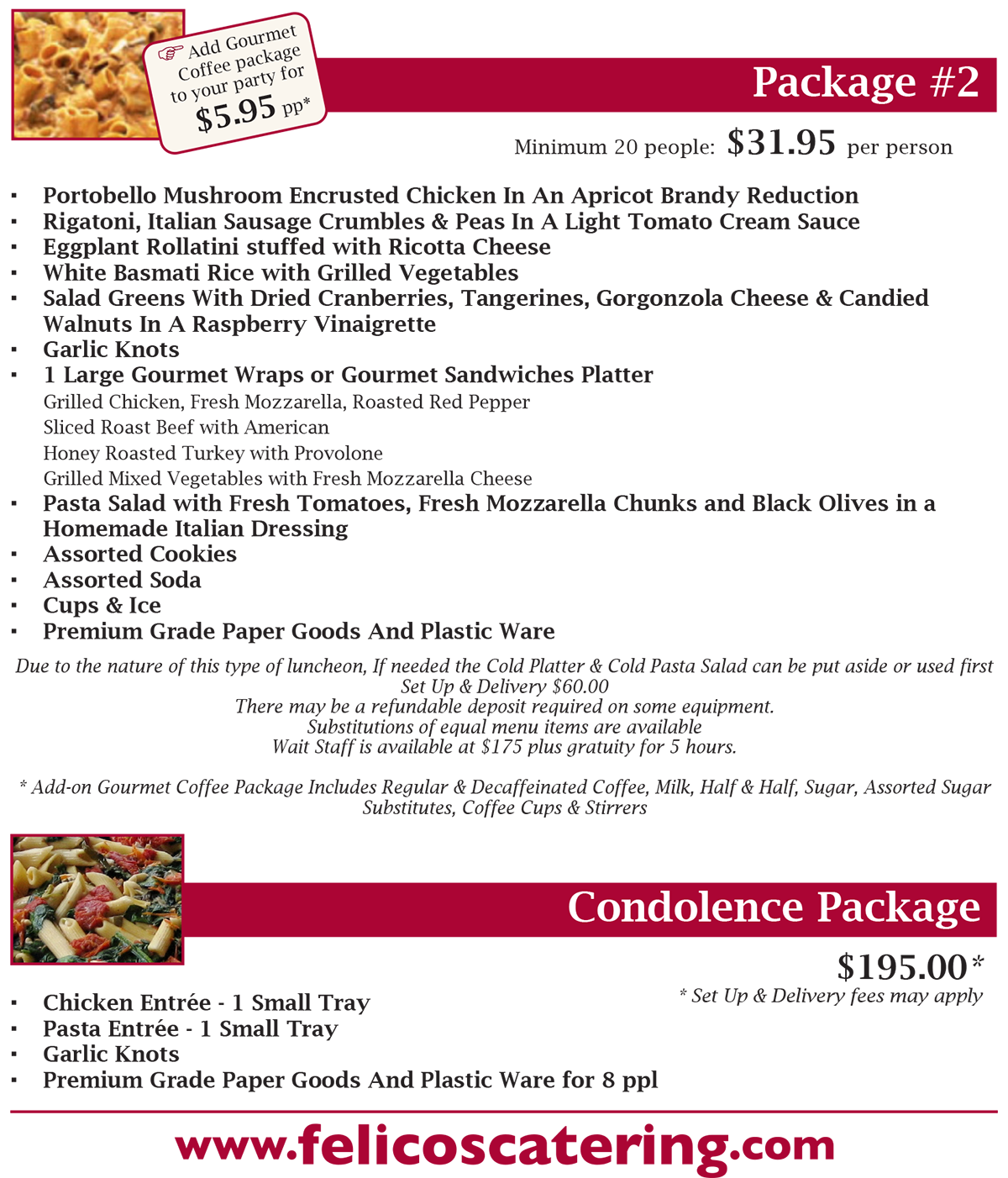 Memorial and funeral catering menu page 2