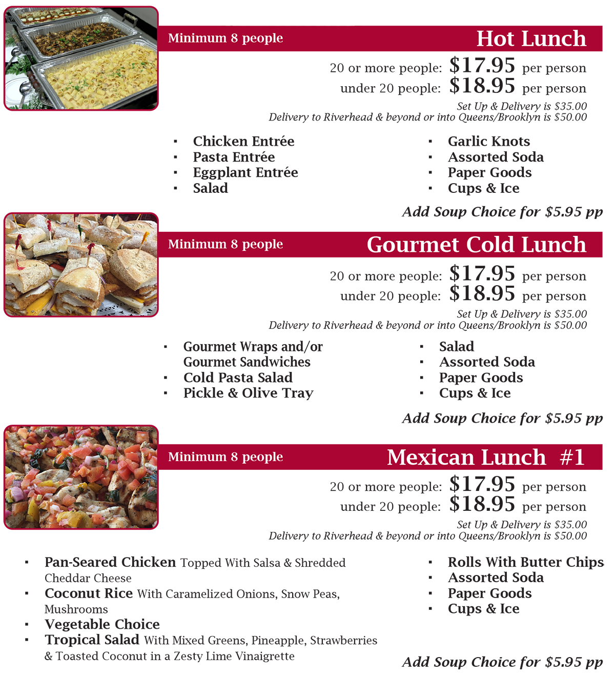 Pharmaceutical reps catering menu page 2