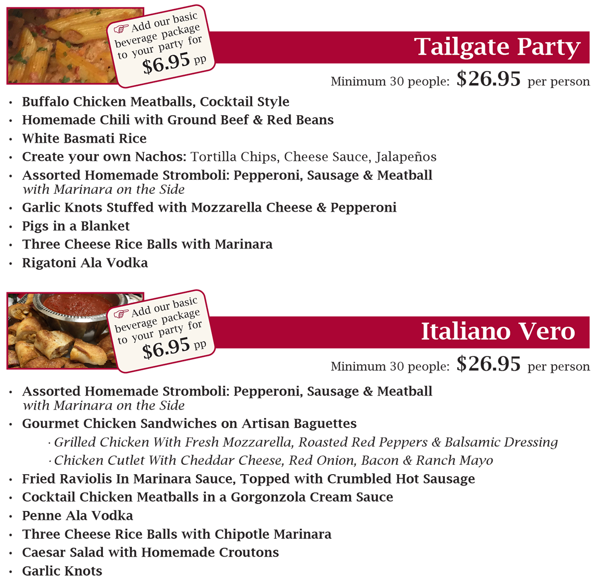 Themed party menu page 2