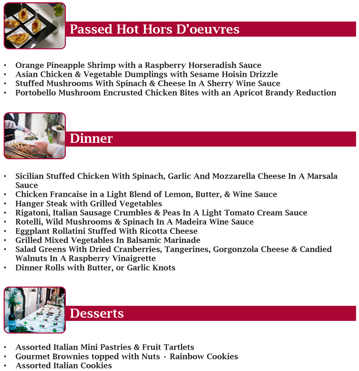 Wedding Catering Menu Page 2