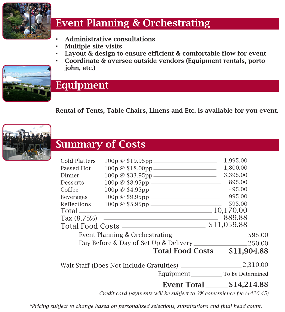 Wedding Catering Menu Page 4
